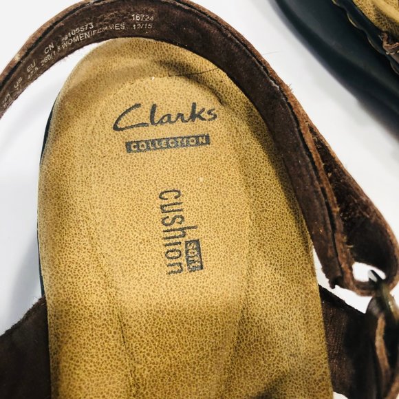 Clarks Clark's Sandals 11 Brown Open Toe Strappy Sling Back Cushioned‎ Shoes - Picture 9 of 10